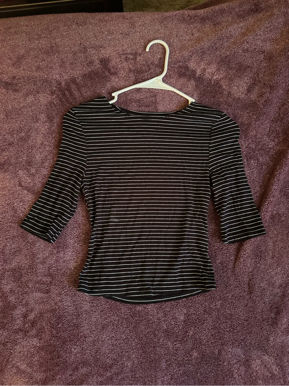 POPSUGAR Black and White Striped Boatneck Top